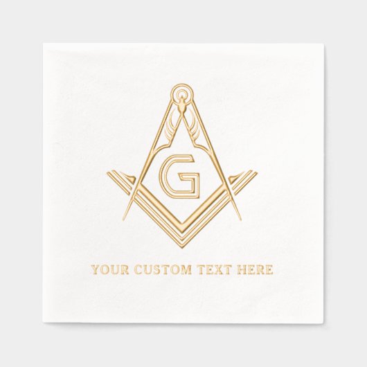 Personalisierte Masonic Square und Compass Real Go Servietten Mit Folie (Vorderseite)