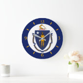 Personalisierte Massachusetts State Flag Design au Große Wanduhr (Zuhause)