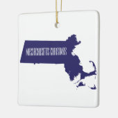 Personalisierte Massachusetts Weihnachtsfeier Keramikornament (Links)