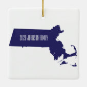 Personalisierte Massachusetts Weihnachtsfeier Keramikornament (Rückseite)