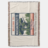 Personalisierte Massachusetts-Wurfdecke Decke (Vorderseite Vertikal)