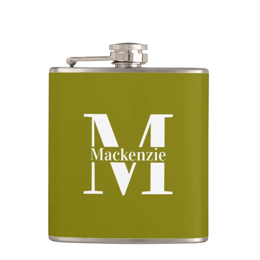 Personalisierte Maßanfertigung Monogramm Grün Flachmann (Vorderseite)