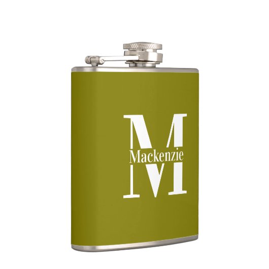 Personalisierte Maßanfertigung Monogramm Grün Flachmann (Rechts)