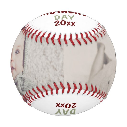 Personalisierte, maßgeschneiderte Mütter Day Baseb Baseball (Vorderseite)