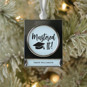 Personalisierte Master-Grad-Abschluss meistert es Banner-Ornament Silber