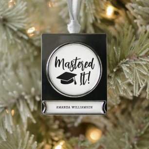 Personalisierte Master-Grad-Abschluss meistert es Banner-Ornament Silber