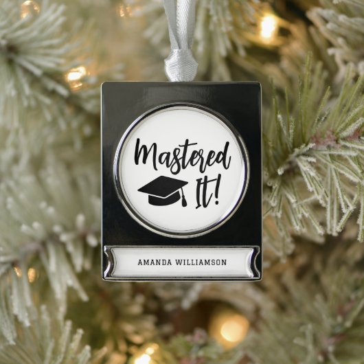Personalisierte Master-Grad-Abschluss meistert es Banner-Ornament Silber (Baum)