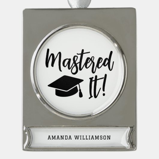 Personalisierte Master-Grad-Abschluss meistert es Banner-Ornament Silber (Vorderseite)