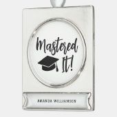 Personalisierte Master-Grad-Abschluss meistert es Banner-Ornament Silber (Links)