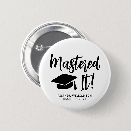 Personalisierte Master-Grad-Abschluss meistert es Button (Vorne & Hinten)
