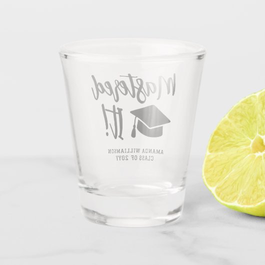 Personalisierte Master-Grad-Abschluss meistert es Schnapsglas (Rückseite)