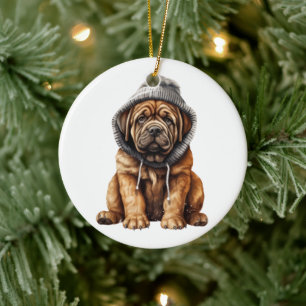 Personalisierte Mastiff Hunde Kunst Keramik Ornament