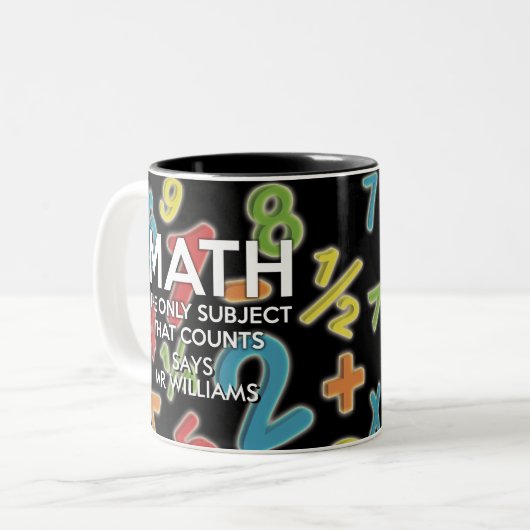 Personalisierte Mathematik das einzige Thema, das Zweifarbige Tasse (Vorderseite Links)