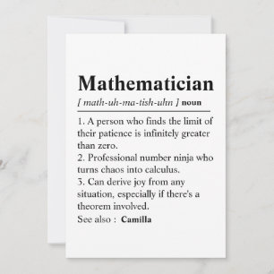 Personalisierte Mathematiker-Definitions-Karte, Ma Dankeskarte