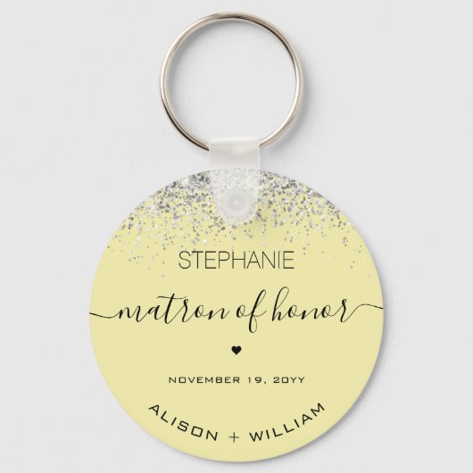 Personalisierte Matron der Ehre Glitzer Konfetti Schlüsselanhänger (Vorderseite)