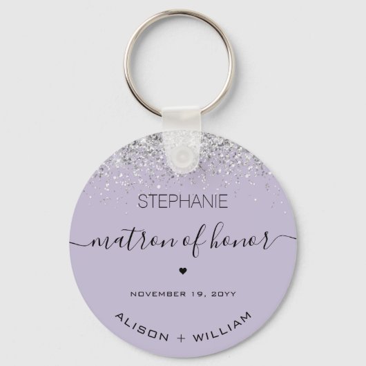 Personalisierte Matron der Ehre Glitzer Konfetti Schlüsselanhänger (Vorderseite)