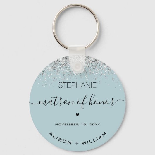 Personalisierte Matron der Ehre Glitzer Konfetti Schlüsselanhänger (Vorderseite)