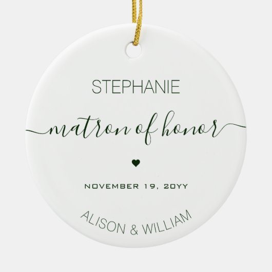 Personalisierte Matrone des dunkelgrünen Textes Keramik Ornament (Vorne)