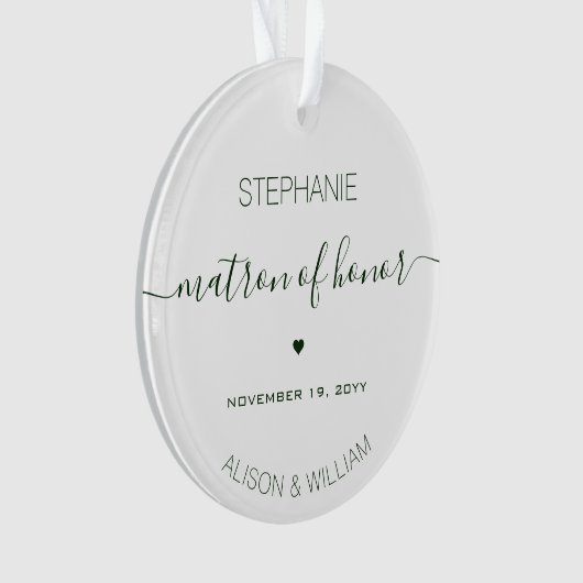 Personalisierte Matrone des dunkelgrünen Textes Ornament (Vorderseite)