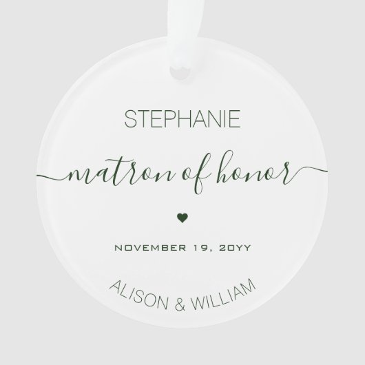 Personalisierte Matrone des dunkelgrünen Textes Ornament (Vorderseite)