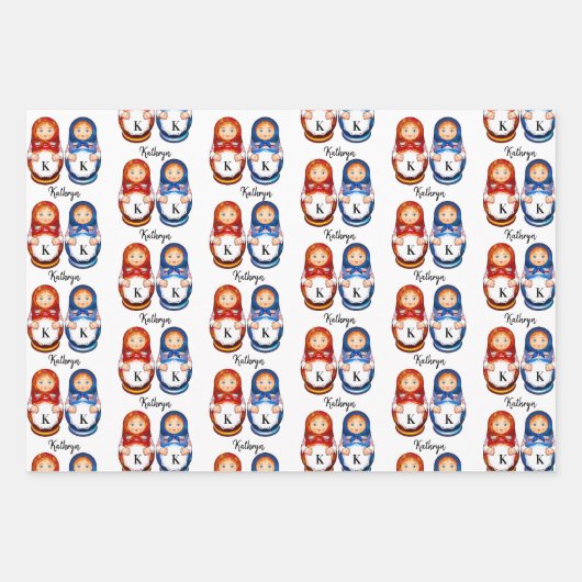 Personalisierte Matryoshka Dolls Geschenkpapier Set (Vorderseite 3)