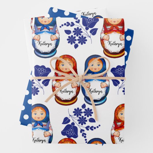 Personalisierte Matryoshka Dolls Geschenkpapier Set (Beispiel)