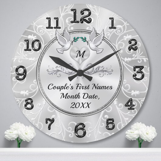 Personalisierte Mauer-Uhr-Hochzeitsgeschenk, Liebe Große Wanduhr