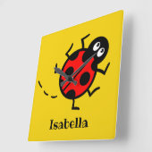 Personalisierte Mauerstuhr auf dem Ladybird-Muster Quadratische Wanduhr (Winkel)