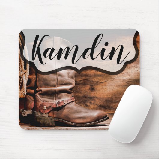 Personalisierte Maus Pad Cowboy Stiefel Barn Wood Mousepad (Mit Mouse)
