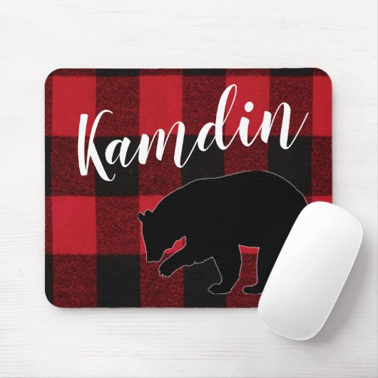 Personalisierte Maus Pad Red Buffalo Kariert Bären Mousepad (Mit Mouse)
