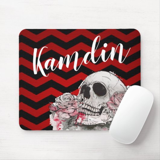 Personalisierte Maus Pad Schädel Rose Gothic Zickz Mousepad (Mit Mouse)