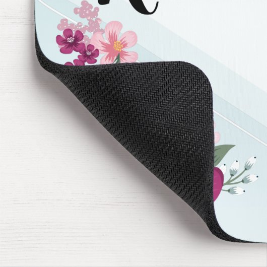 Personalisierte Maus-Pad Tropische Blume auf Blue Mousepad (Ecke)