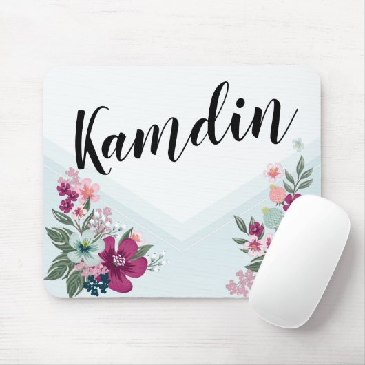 Personalisierte Maus-Pad Tropische Blume auf Blue Mousepad (Mit Mouse)