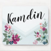 Personalisierte Maus-Pad Tropische Blume auf Blue Mousepad (Vorne)