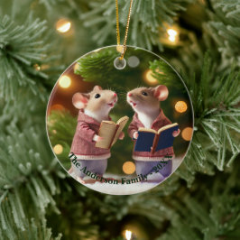 Personalisierte Mäuse singen ein Carol Keramik Ornament