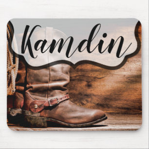 Personalisierte Mauspad Cowboy Stiefel Scheunenhol