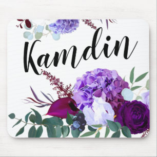 Personalisierte Mauspad Lavendel Hibiskus auf Weiß