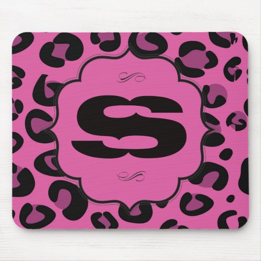 Personalisierte Mauspad mit rosa schwarzem Leopard (Vorne)