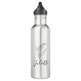Personalisierte May Lily of the Valley Birth Blume Edelstahlflasche
