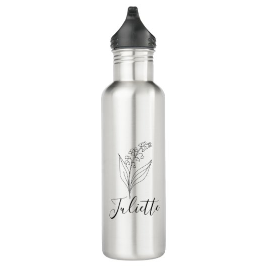 Personalisierte May Lily of the Valley Birth Blume Edelstahlflasche (Rechts)