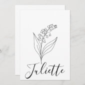 Personalisierte May Lily of the Valley Birth Blume Einladung (Vorne/Hinten)