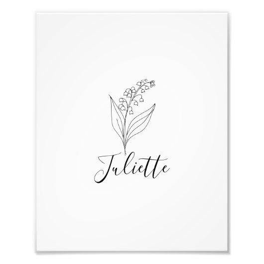 Personalisierte May Lily of the Valley Birth Blume Fotodruck (Vorne)