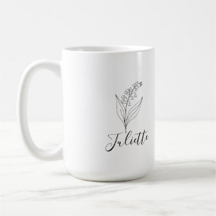 Personalisierte May Lily of the Valley Birth Blume Kaffeetasse