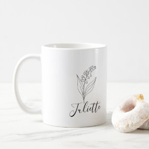 Personalisierte May Lily of the Valley Birth Blume Kaffeetasse