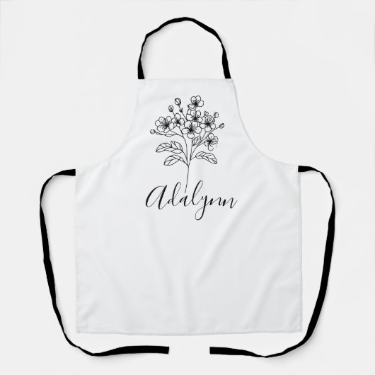 Personalisierte May Lily of the Valley Birth Blume Schürze (Vorderseite)