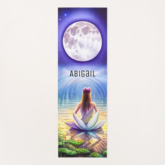 Personalisierte Meditation Lotus Blume Vollmond Yogamatte (Vorderseite)