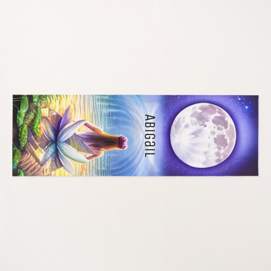 Personalisierte Meditation Lotus Blume Vollmond Yogamatte (Vorderseite (Horizontal))