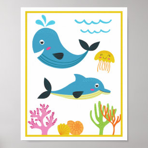 Personalisierte Meereskreaturen Kinder-Kunstposter Poster