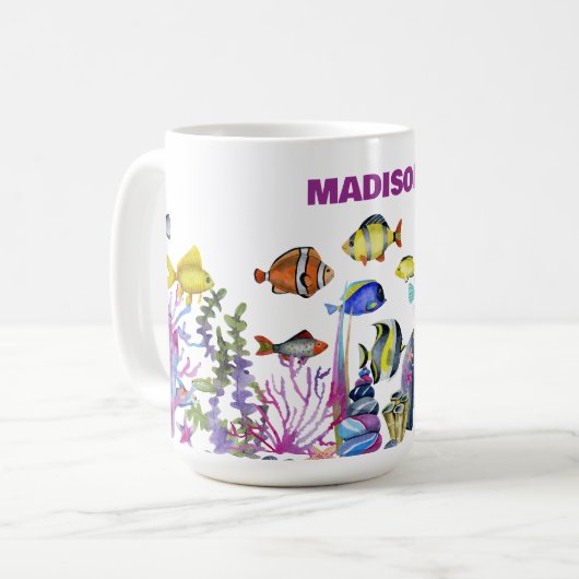 Personalisierte Meereslebenslandschaft Kaffeetasse (Vorderseite Links)