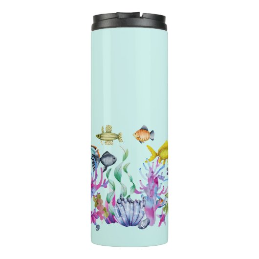 Personalisierte Meereslebenslandschaft Thermosbecher (Rückseite)